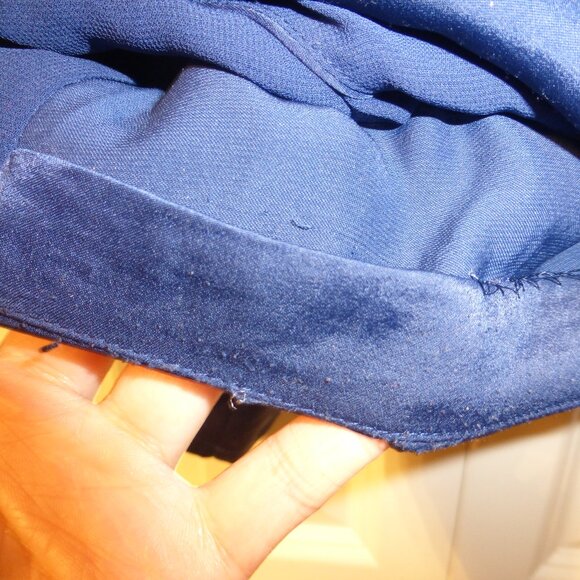 GUESS dark blue v-neck low cut blouse with lace accents - Picture 7 of 12